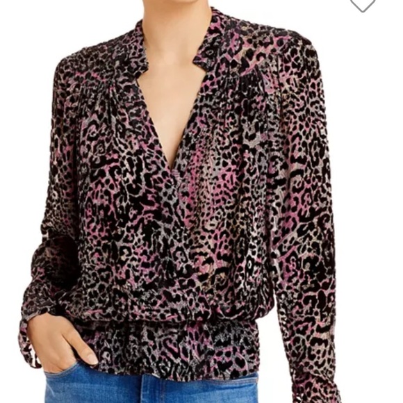Zadig & Voltaire Purple Tori Leopard Velvet Devore Silk Blend Top. Size Small - Picture 10 of 10